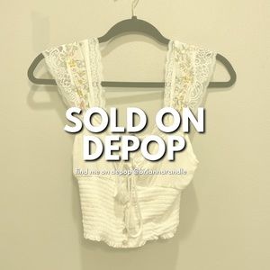 Forever 21 smocked top with floral lace straps